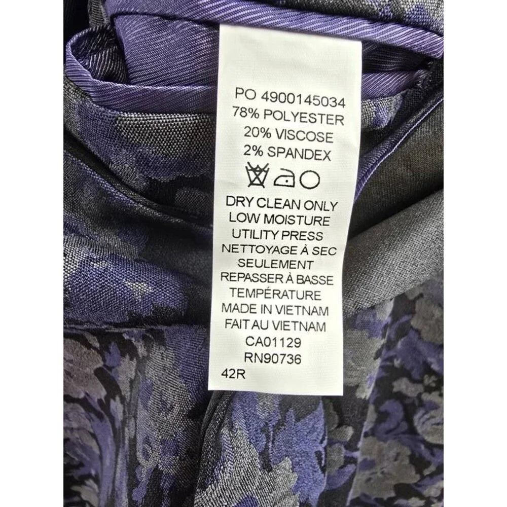 Tayion Classic-Fit Floral Jacquard Dinner Jacket Men's 42R Grey/Purple Notch